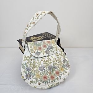 Original Marheta Vintage Vinyl Embroidered Purse with Matching Coin Bag
